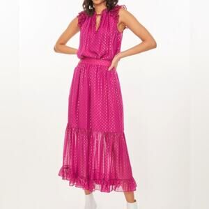 Generation Love Peggy Lurex Blouse & Selena Maxi Magenta Skirt Silk Blend Small